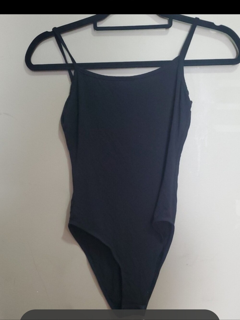 Shein Black Spaghetti Strap One-Piece Bodysuit Size Small